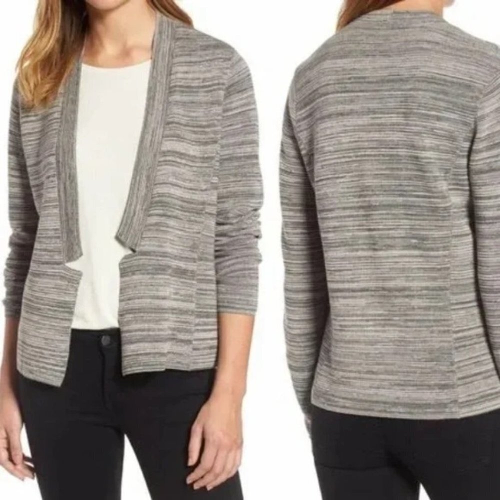 Eileen Fisher Women's Gray Notch Collar Open Front Cardigan Size XS/TP